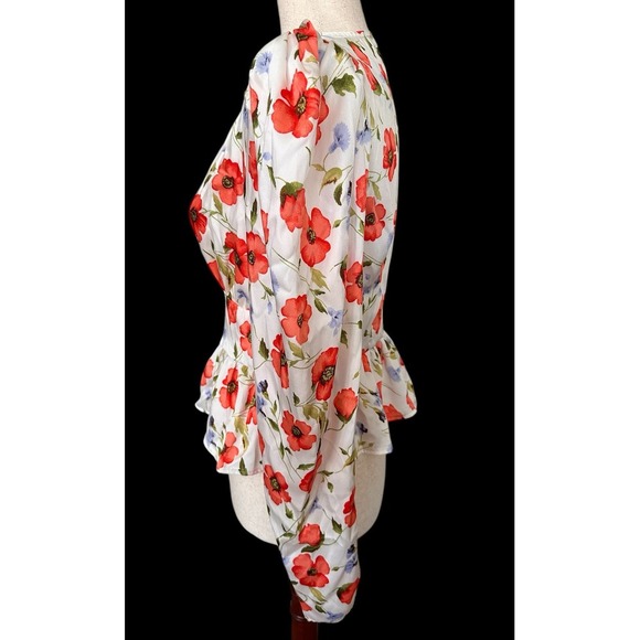 Forever 21 Floral Top Blouse Feminine‎ Romantic Dainty Girly Puff Sleeves Medium - Picture 4 of 12